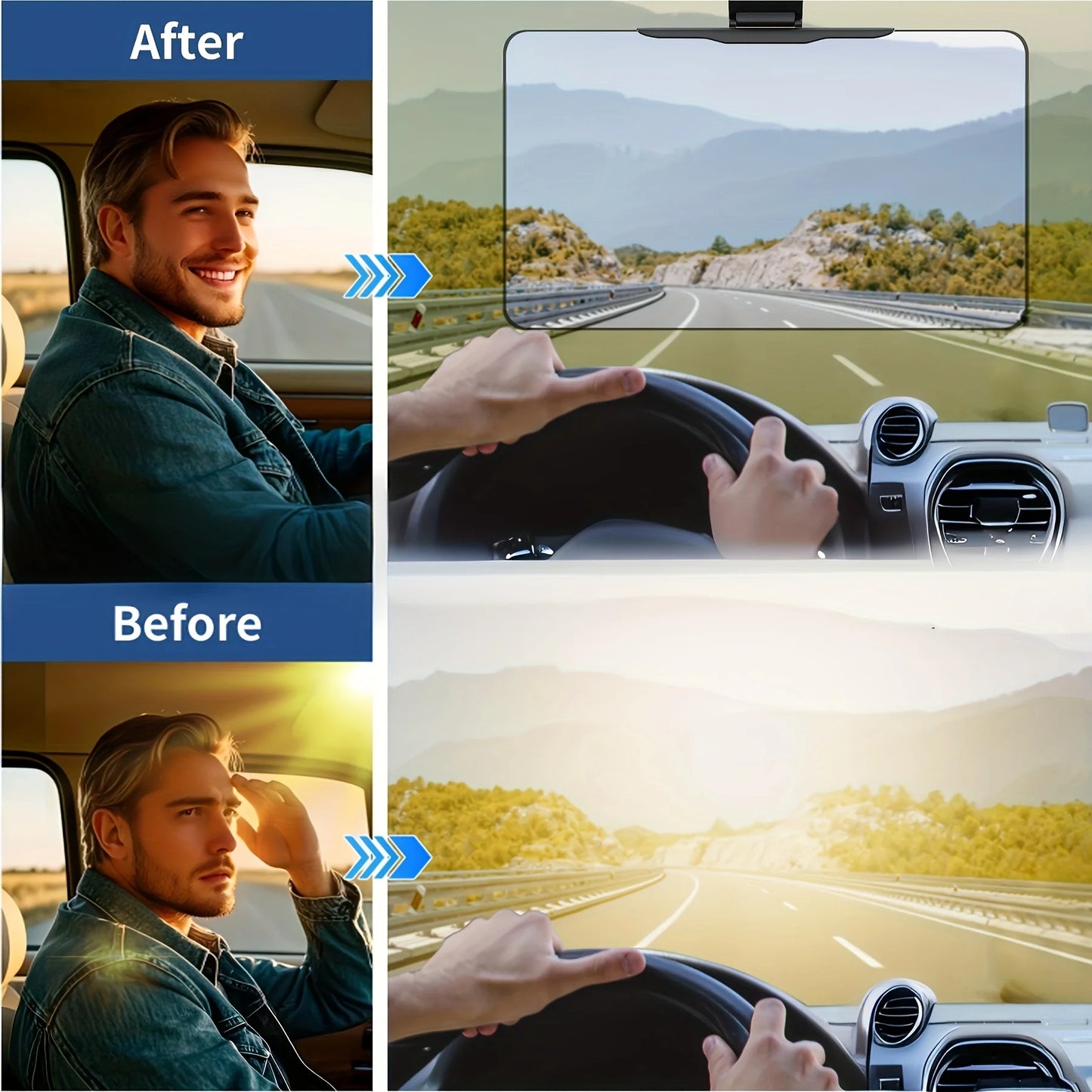 1Pc Large Polarized Car Sun Visor Extender with UV400 Protection & Secure Buckle Attachment - Anti-Snow Blind Car Visor