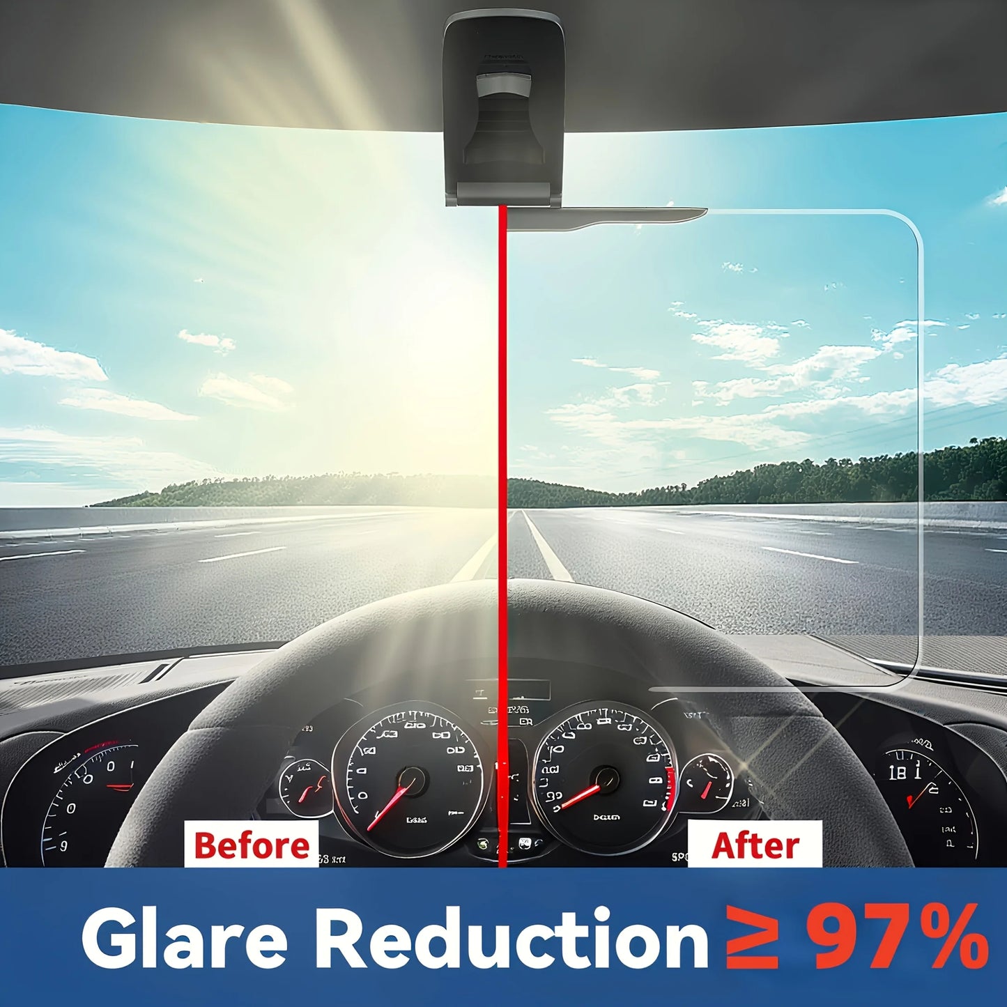 1Pc Large Polarized Car Sun Visor Extender with UV400 Protection & Secure Buckle Attachment - Anti-Snow Blind Car Visor