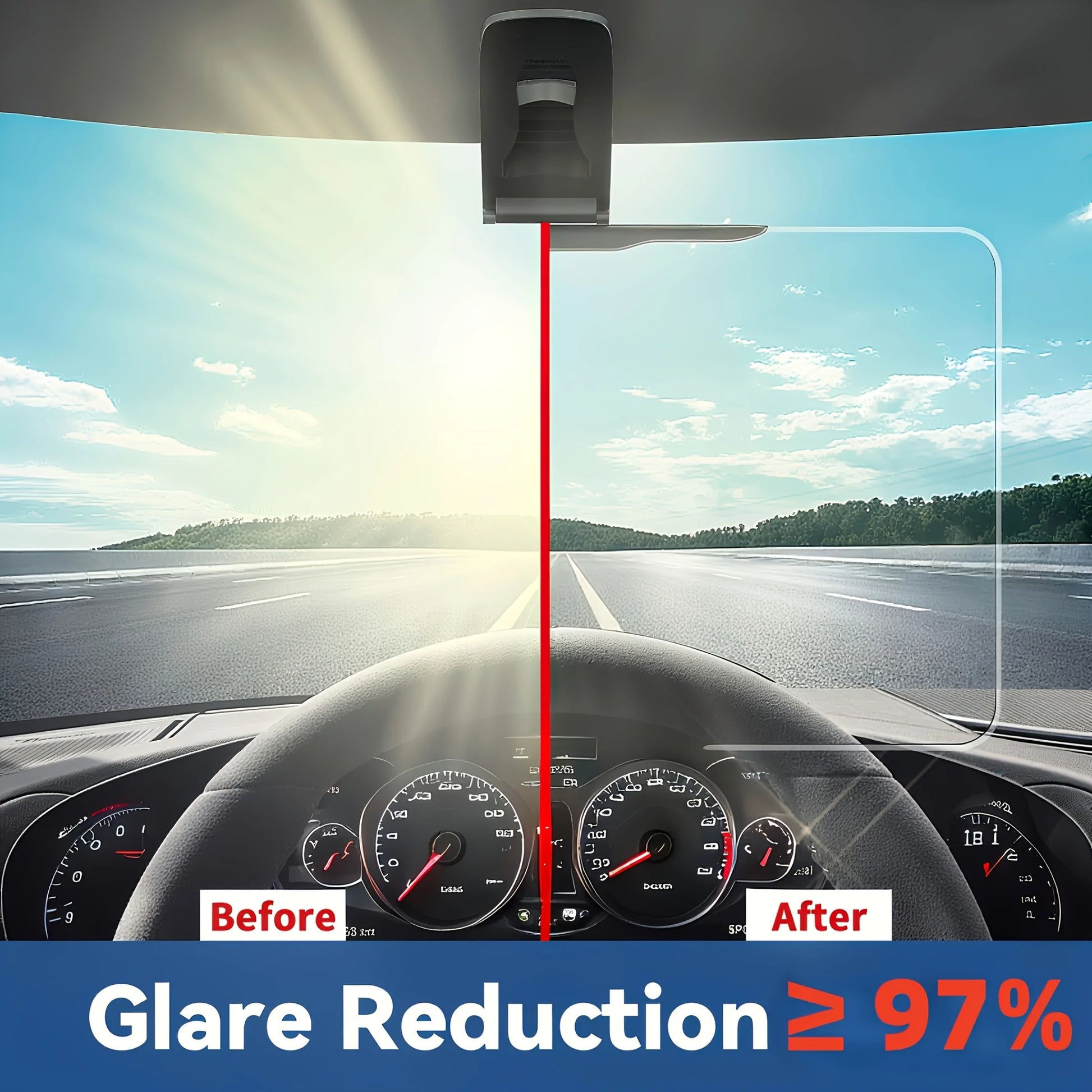 1Pc Large Polarized Car Sun Visor Extender with UV400 Protection & Secure Buckle Attachment - Anti-Snow Blind Car Visor